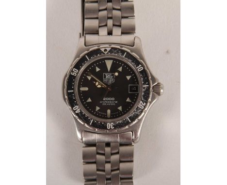 A Tag Heuer stainless steel wristwatch, the black dial inscribed "2000 Professional 200 Meters"