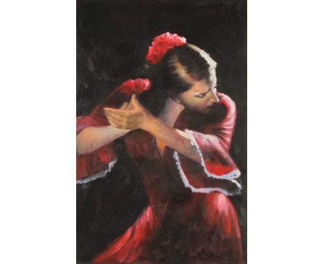 After Fabian Perez (1967-2013), portrait of a dancer, oil on canvas, 92 x 61cm
