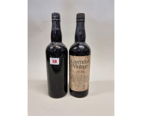 A 73cl bottle of Cavendish 1949 Vintage Port; together with another bottle of old port, (lacking label). (2) 