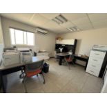 Executive office includes: 2 wooden desks finished in melamine, square type, measuring approximatel