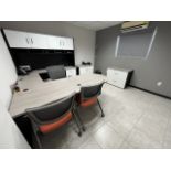 Executive office includes: Wooden desk in melamine refinements, type square of approximate measure