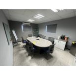 Meetingroom includes: Wooden table with melamine refinement, measuring approximately 3.16 x 1.20 x