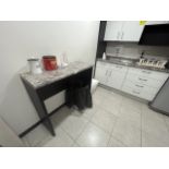 Kitchen station with melamine cover , single stainless steel sink and with mixer tap, measuring app