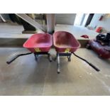 Lot of 2 red Truper wheelbarrows / Lote de 2 carretillas de carga marca Truper en color rojo.