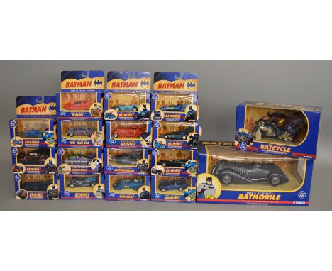 17 Corgi Batman related diecast models from their 'DC Comics' range, mostly in 1:43 scale, although the lot does include a 1: