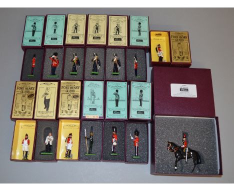 13 boxed Britians soldier figures, including 3 x Royal Marines Drum Major, 3 x Pioneer Fort Henry Guard, 5 Scots Guards (2 x 