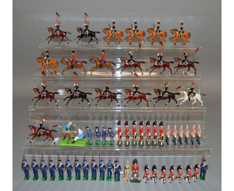 40 unboxed hand painted metal soldier figures together with a further 19 mounted figures, two of which are Britians repaints.