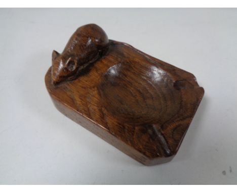 A Robert 'Mouseman' Thompson of Kilburn adzed oak ashtray  CONDITION REPORT: Good condition. 