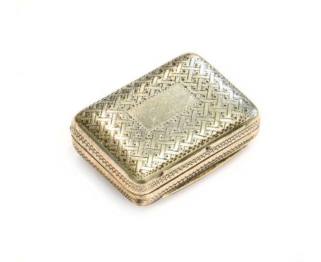 A George IV Silver Vinaigrette, by Thomas Shaw, Birmingham, 1827, oblong, the hinged with engine-turned lattice decoration, o
