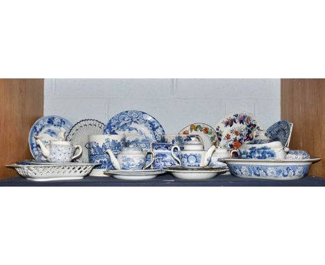 A collection of early 19th century English printed pottery, Brameld, Don, Rogers, Davenport, Spode and Wedgwood, including mi