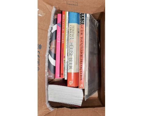 Miscellaneous design books, vintage mid-century books/magazine (one box)
