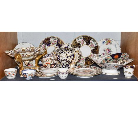 A collection of early 19th century Derby dinner and dessert wares etc, including a large new rococo potpourei jar and cover (