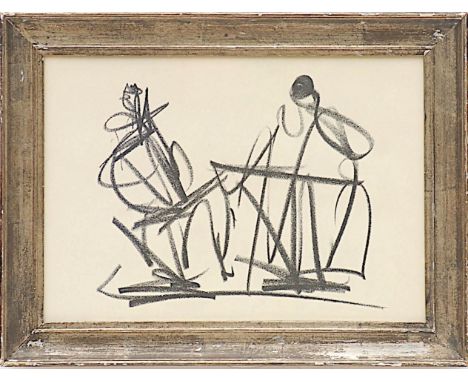 HENRY MOORE 'Abstract Figure', off set lithograph, 34cm x 41cm, framed and glazed. 