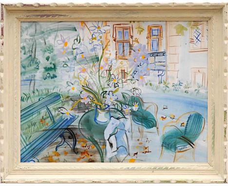 RAOUL DUFY 'Le Jardin', quadrichrome, 40cm x 54cm, in vintage French frame. 