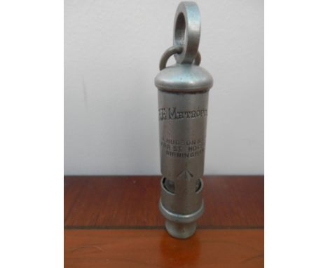 Trench whistle issued to British officers during WWI bearing British government broad arrow