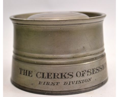 Unusual Pewter inkwell inscribed the CLERKS OF SESSION FIRST DIVISION Dimensions H 6.5cm x D 9.5cm approx
