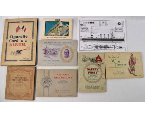 Collection of Wills cigarette cards albums. To include 'Wild Flowers', 'Safety First', 'Air Raid Precautions' and more (7)