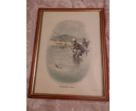 'Framed and glazed print of the Tom Browne advert "Fishing 1820". Browne invented the famous Johnny Walker "Striding Man." In