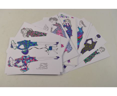 Thirty Original Illustrations on Fashion by R. Jennings, an illustrator for Laura Ashley in the 1970's (A4 size)