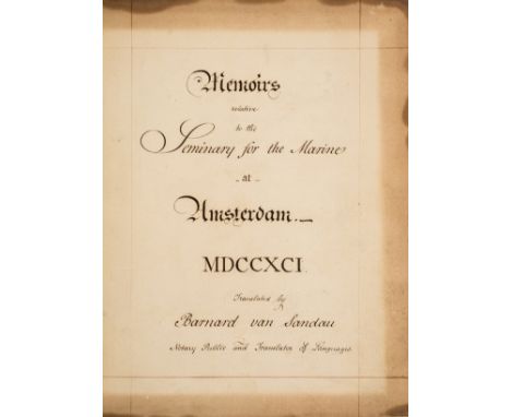 Dutch Marine Society.- Sandau (Bernard van, Anglo-Jewish notary, scrivener and translator, of Basinghall Street, London, fl.1