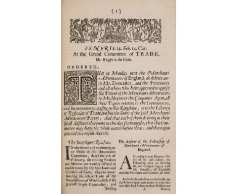 Trade.- Merchants Adventurers of England. Veneris.14. Feb. 14. Car. At the Grand Committee of Trade, Mr. Knight in the Chair.