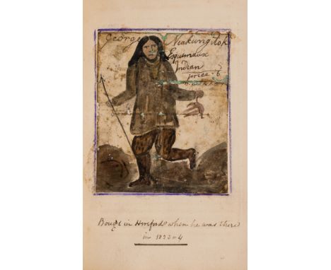 Inuit drawing.- Niakungitok (George, d. 1825) Portrait of an "Esquimaux" hunting with throwing spear, possibly a self-portrai