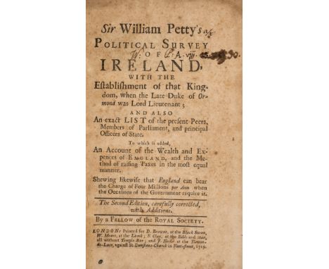 Ireland.- Petty (Sir William) Sir William Petty's Political Survey of Ireland, second edition, with final advertisement leaf,