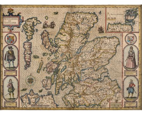 Scotland.- Speed (John) The Kingdome of Scotland, First edition, with inset map of the Orkney Islands, four costumed figures 