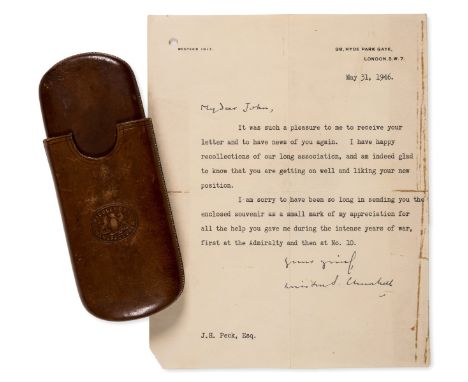 Churchill (Sir Winston Spencer) Typed Letter signed to Sir John Peck, 1p., 4to, 28, Hyde Park Gate, London, 31st May, 1946, r