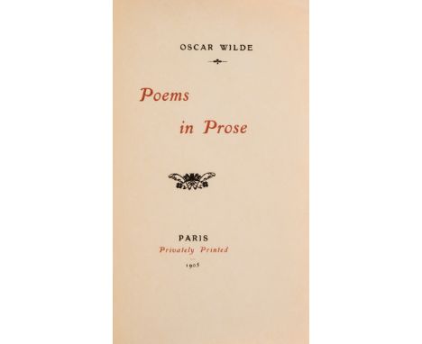 Wilde (Oscar) Poems in Prose, one of 50 copies on japon, 20th century calf, gilt, upper wrappers bound in (light soiling, cor
