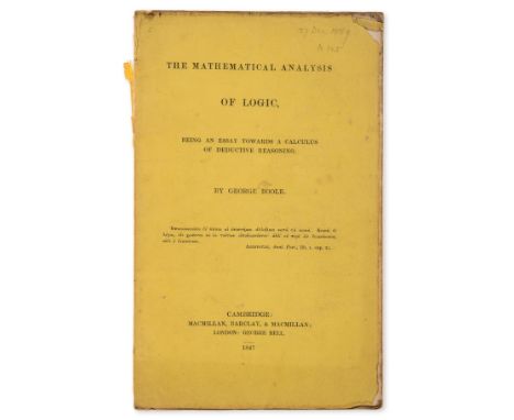 Computing.- Boole (George) The Mathematical Analysis of Logic, first edition, 6-line errata slip tipped in after preface, som