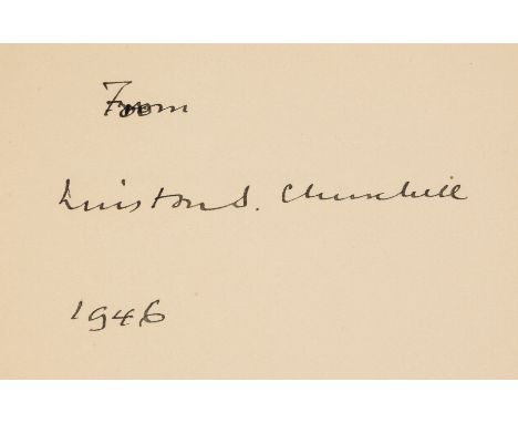 Churchill (Sir Winston Spencer) Onwards to Victory, first edition, signed by the author and dated 1946 on endpaper, plates, s