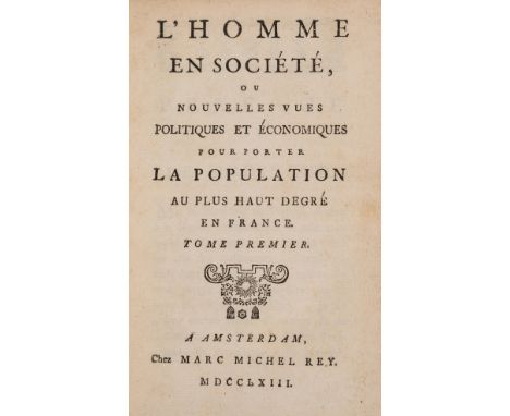 [Goyon de la Plombanie (Henri)] L'Homme en Société, ou Nouvelles Vues Politiques et Économiques pour porter la Population au 