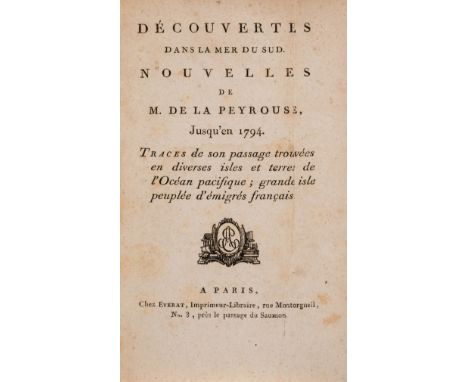 Lapérouse.- Anonymous. Découvertes dans la Mer Du Sud. Nouvelles de M. de La Peyrouse Jusqu' en 1794, without half-title but 