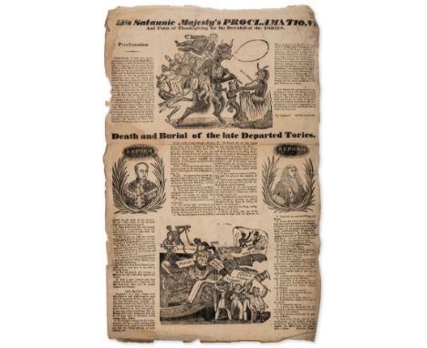 Reform Act of 1832.- Satirical broadside.- Richards (Printer, active 1830s) His Satanic Majesty's Proclamation, And Form of T