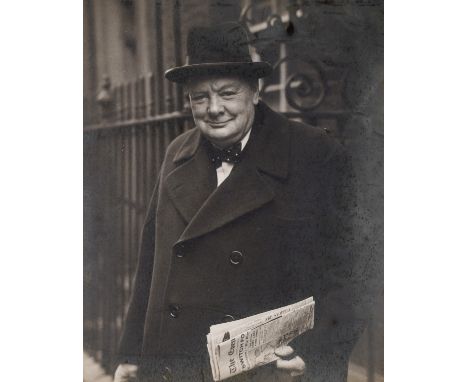 Churchill (Sir Winston Spencer).- Photographic portrait of Sir Winston Churchill, silver print, half-length showing him stand