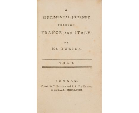 [Sterne (Laurence)] A Sentimental Journey through France and Italy, by M. Yorick, 2 vol., first edition, half-titles, list of