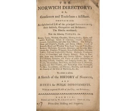 [Norwich.] Norwich Directory (The); or, Gentlemen and Tradesmen's Assistant, first edition, folding engraved plan, title soil