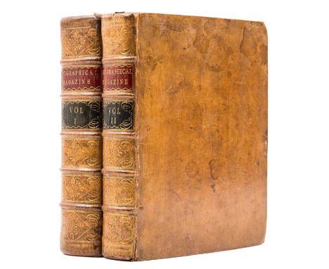 Martyn (William Frederick) The Geographical Magazine, 2 vol., titles in red and black, engraved frontispieces, 78 engraved pl
