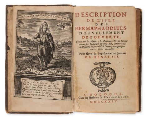 Imaginary voyages and utopias.- Thomas (Artus, Sieur d'Embry) Description de l'Isle des Hermaphrodites Nouvellement Decouvert