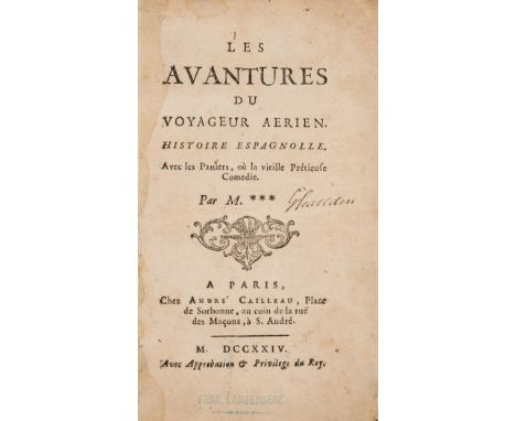 Imaginary voyages and utopias.- [Legrand (Marc-Antoine)] Les Avantures du Voyageur Aerien, first edition, ink stamp to title,