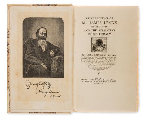 NO RESERVE Lenox Library.- Stevens (Henry) Recollections of Mr James Lenox of New York and the Formation of his Library, half