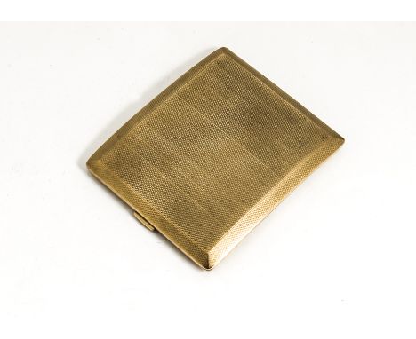 A George V 9ct gold cigarette case by S.B. &amp; S Ltd, rectangular engine turned curving case marked Birmingham 1929, 9.5cm 