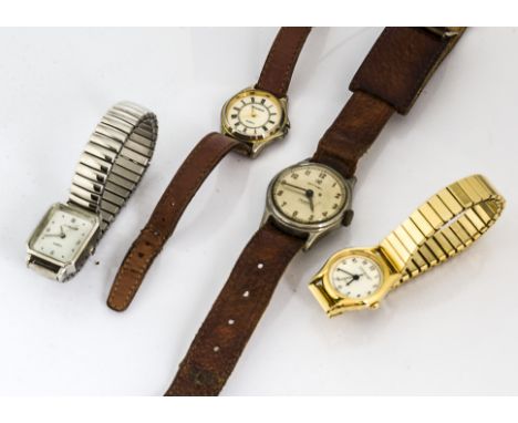 A vintage Ingersoll gentleman's wristwatch, together with three lady's watches (4) 