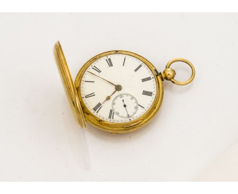 An Edward VII 18ct gold full hunter pocket watch by Alfred Peglar of Southampton, 47mm engine turned case dated Sheffield 190