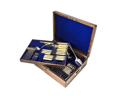 An Art Deco canteen of cutlery from William Hutton &amp; Sons, in oak box 