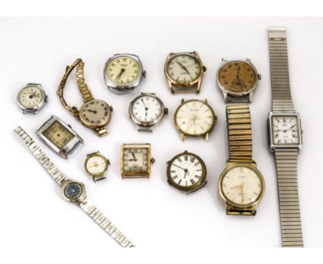 A collection of vintage and modern ladies and gentlemen's wristwatches, approx 35, AF, including a 9ct gold cased trench styl