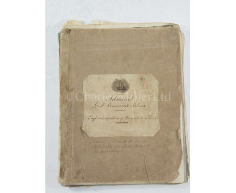 AN EARLY 19TH CENTURY 'NELSONIANA' ALBUMa small collection of Nelsoniana and including an engraved portrait with below his si