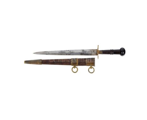 A ROYAL NAVY DIRK, CIRCA 1811the 6¼in. steel blade with simple cruciform guard and turned ebony grip, contained with brass-bo