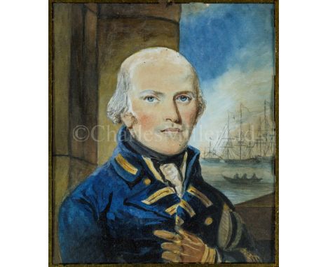 ENGLISH SCHOOL, LATE 18TH CENTURYPortrait of a naval officerWatercolour in verre églomisé mount8¼ x 7in. (21 x 17.5cm.)Time s